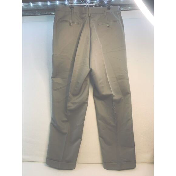 Roundtree Yorke Dress Pants Mens 36 x 30 Pleated Slacks Easy Care Trousers Khaki - Picture 2 of 10